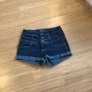 Dark wash denim shorts